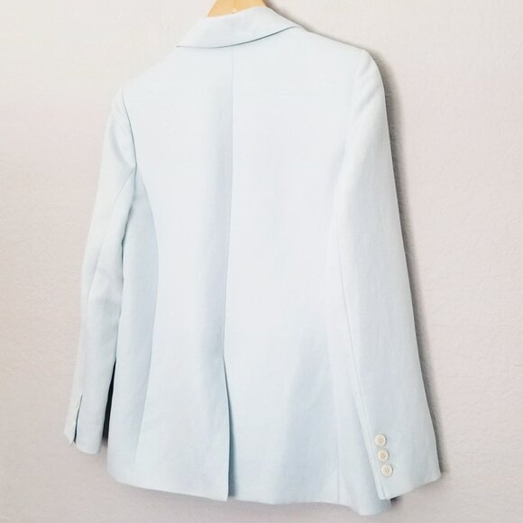 MAJE Paris Vizane Linen Blend Twill Blazer US M 38 Light Sky Blue Designer $385 - Picture 6 of 16